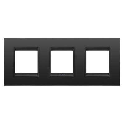 PLACA LUX INTERNATIONAL - EN METAL - 2+2+2 MÓDULOS HORIZONTAL - NEGRO SATINADO MONOCROMO - CHORUSMART