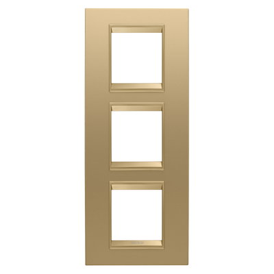 PLACA LUX INTERNATIONAL - EN METAL - 2+2+2 MÓDULOS VERTICAL - ORO - MARCO ORO MATE - CHORUSMART