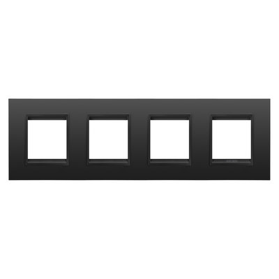 PLACA LUX INTERNATIONAL - EN METAL - 2+2+2+2 MÓDULOS HORIZONTAL - NEGRO SATINADO MONOCROMO - CHORUSMART