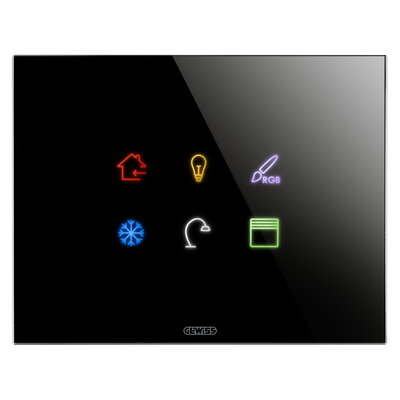 PLACA ICE TOUCH KNX - CRISTAL - 6 ÁREAS TÁCTILES - NEGRO - CHORUSMART