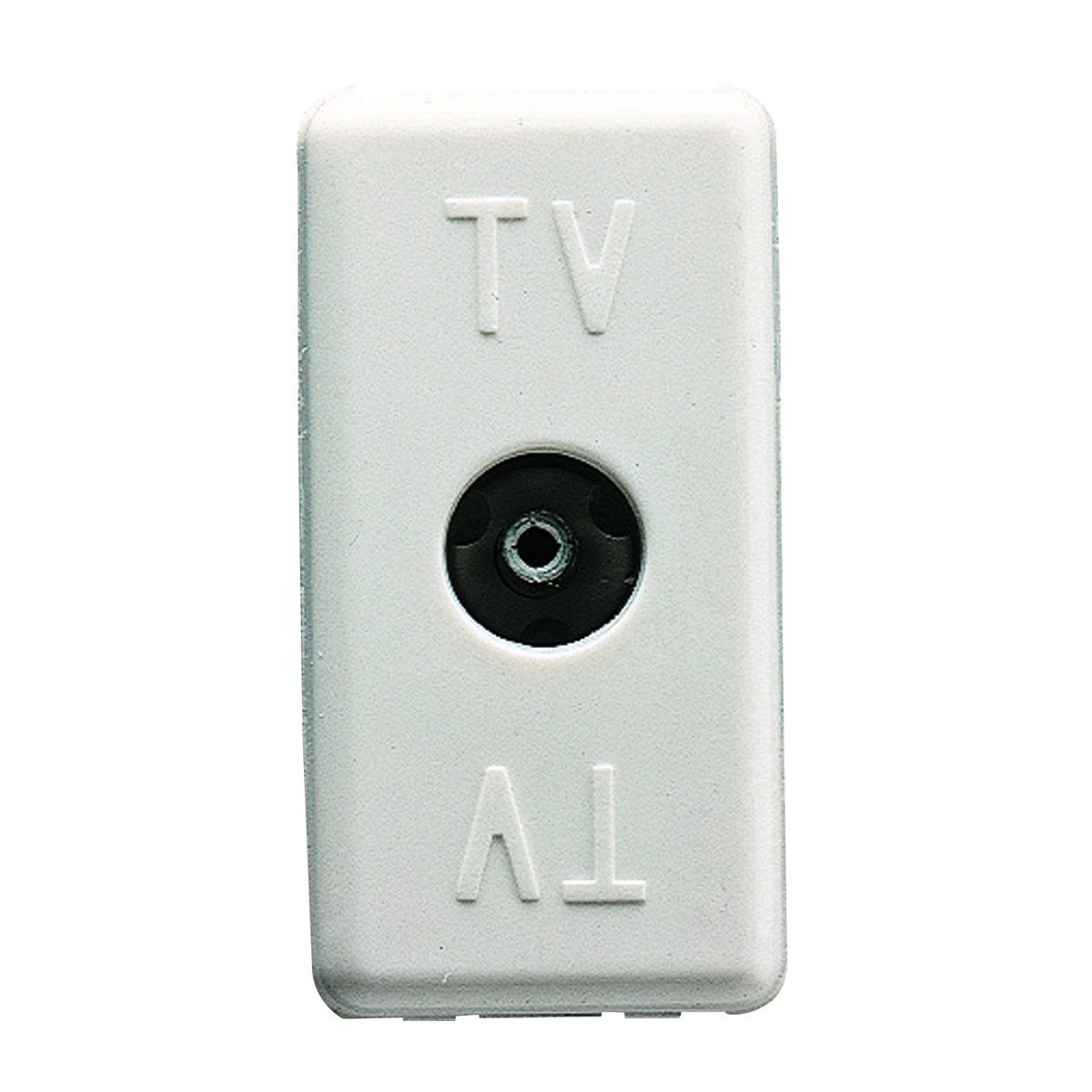 BASE COAXIALE TV RESISTIVA - CONECTOR IEC FEMMINA 9,5mm - TERMINADA 20 dB 75 OHM -1 MÓDULO - SYSTEM WHITE