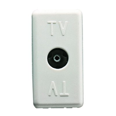 BASE COAXIALE TV RESISTIVA - CONECTOR IEC FEMMINA 9,5mm - TERMINADA 20 dB 75 OHM -1 MÓDULO - SYSTEM WHITE