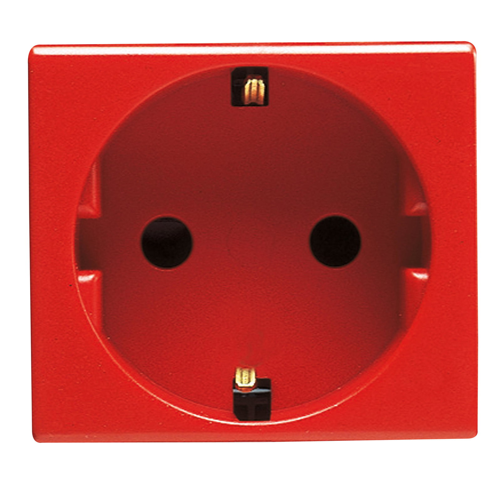 BASE NORMA ALEMANA 250V ac - PARA LÍNEAS DEDICADAS - 2P+T 16A - 2 MÓDULOS- ROJO - SYSTEM