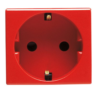 BASE NORMA ALEMANA 250V ac - PARA LÍNEAS DEDICADAS - 2P+T 16A - 2 MÓDULOS- ROJO - SYSTEM