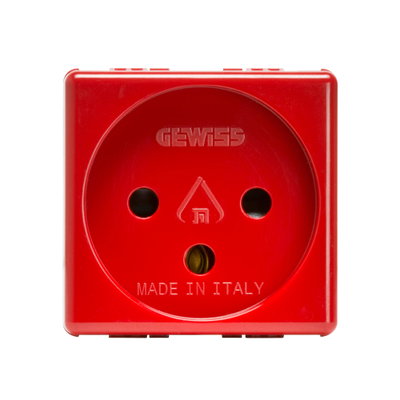 BASE NORMA ISRAELÍ 250V ac - PARA LÍNEAS DEDICADAS - 2P+T 10/16A - 2 MÓDULOS- ROJO - SYSTEM
