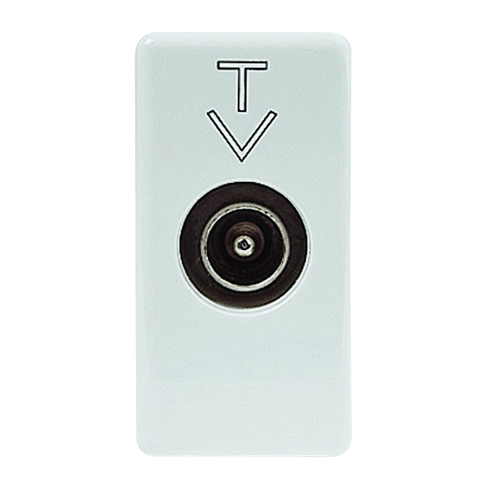 BASE COAXIALE TV PANTELLA CLASE A A - CONECTOR IEC MACHO 9,5 mm - PASANTE 14 dB - 1 MÓDULO - SYSTEM WHITE