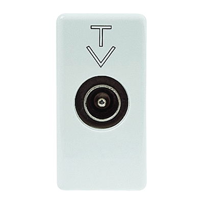 BASE COAXIALE TV PANTELLA CLASE A A - CONECTOR IEC MACHO 9,5 mm - PASANTE 14 dB - 1 MÓDULO - SYSTEM WHITE
