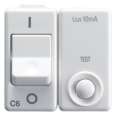 INTERRUPTOR AUTOMÁTICO MAGNETOTÉRMICO DIFFERENCIAL - 230V ac - CLASSE A - 1P+N 6A 3kA 10mA CURVA C - 2 MÓDULOS - SYSTEM WHITE