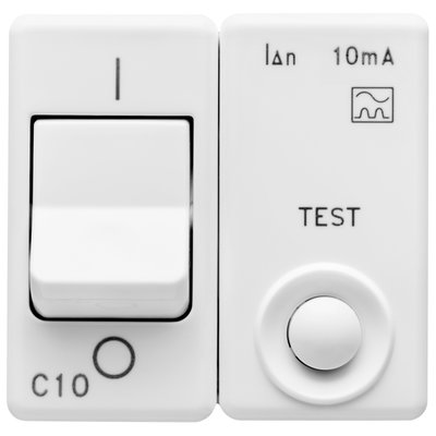 INTERRUPTOR AUTOMÁTICO MAGNETOTÉRMICO DIFFERENCIAL - 230V ac - CLASSE A - 1P+N 10A 3kA 10mA CURVA C - 2 MÓDULOS - SYSTEM WHITE