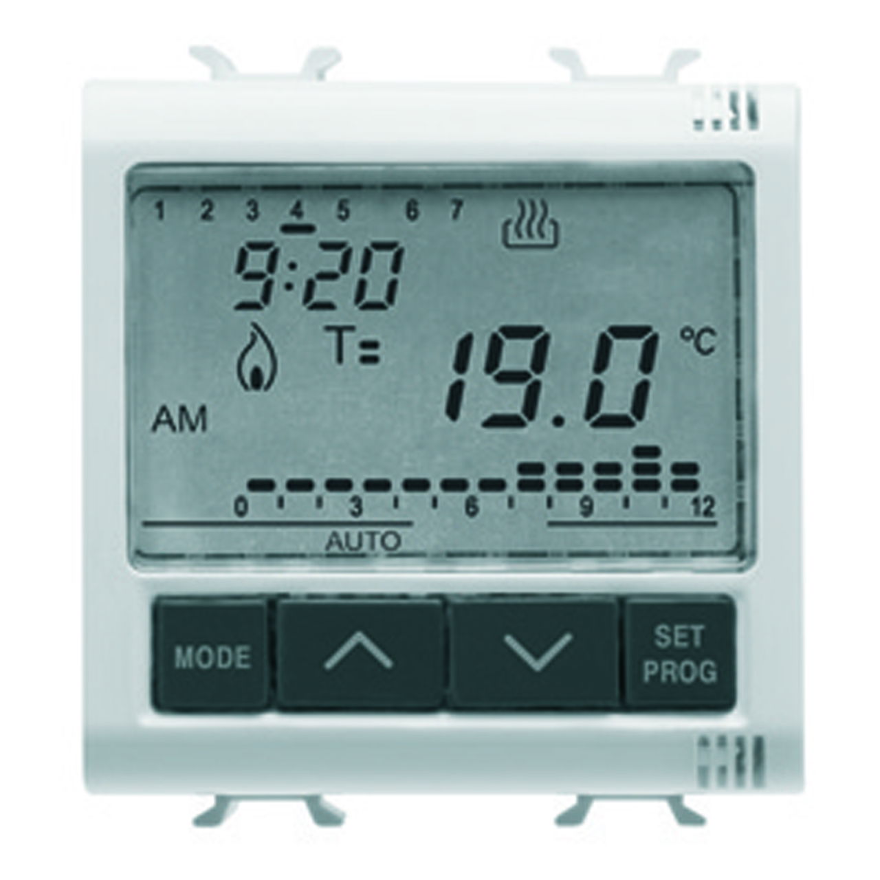 CRONOTERMOSTATO ELETRÓNICO DIARIO/SEMANAL - 230V ac 50/60Hz - 2 MÓDULOS- SYSTEM WHITE