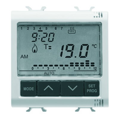CRONOTERMOSTATO ELETRÓNICO DIARIO/SEMANAL - 230V ac 50/60Hz - 2 MÓDULOS- SYSTEM WHITE