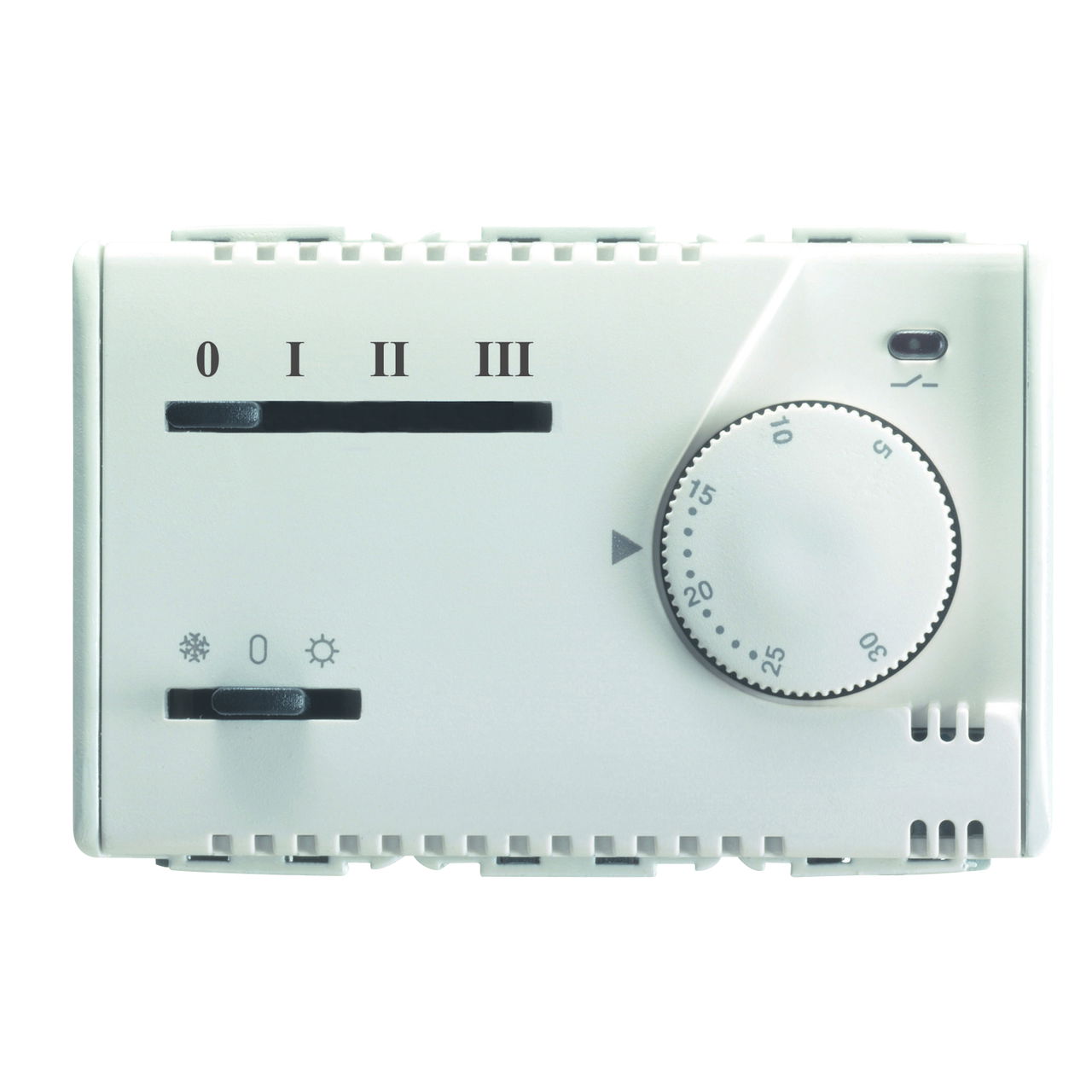 TERMOSTATO ELETRÓNICO VERANO/INVIERNO PARA FAN-COIL - TRES VELOCIDAD - 230V 50/60Hz-3 MÓDULOS- SYSTEM WHITE