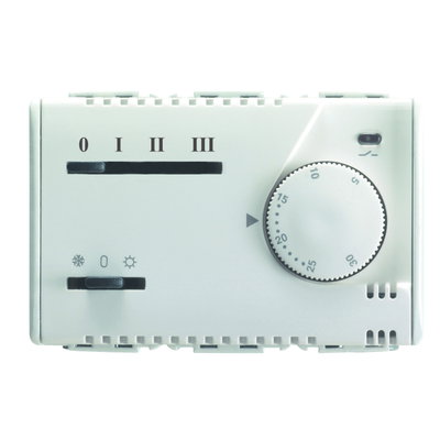 TERMOSTATO ELETRÓNICO VERANO/INVIERNO PARA FAN-COIL - TRES VELOCIDAD - 230V 50/60Hz-3 MÓDULOS- SYSTEM WHITE