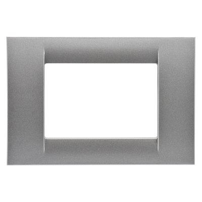 PLACA VIRNA - EN TECNOPOLÍMERO ACABADO BRILLANTE - 3 MÓDULOS - TITANIO METALIZADO - SYSTEM