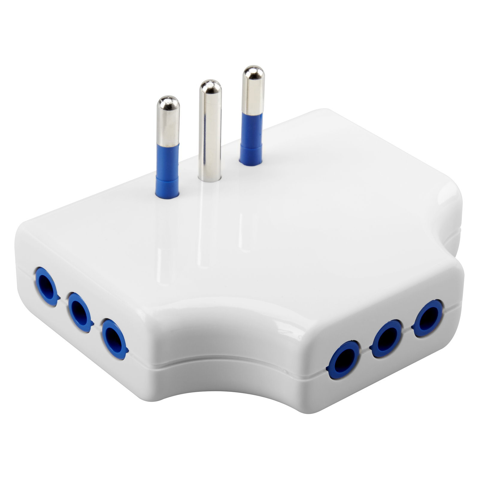 ADAPTADOR MÚLTIPLE PALNO - 2P+T 10A S11 - 3 SALIDAS NORMA ITALIANA 10A - BLANCO