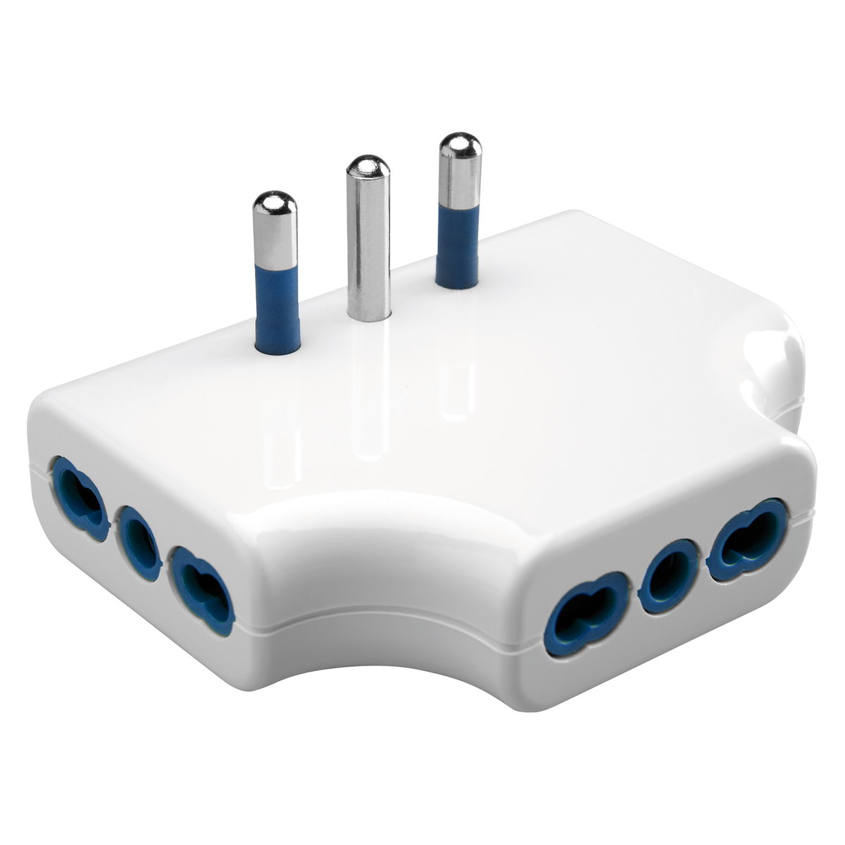 ADAPTADOR MÚLTIPLE PALNO - 2P+T 10A S17 - 3 SALIDAS NORMA ITALIANA 16A BIVALENTE - BLANCO