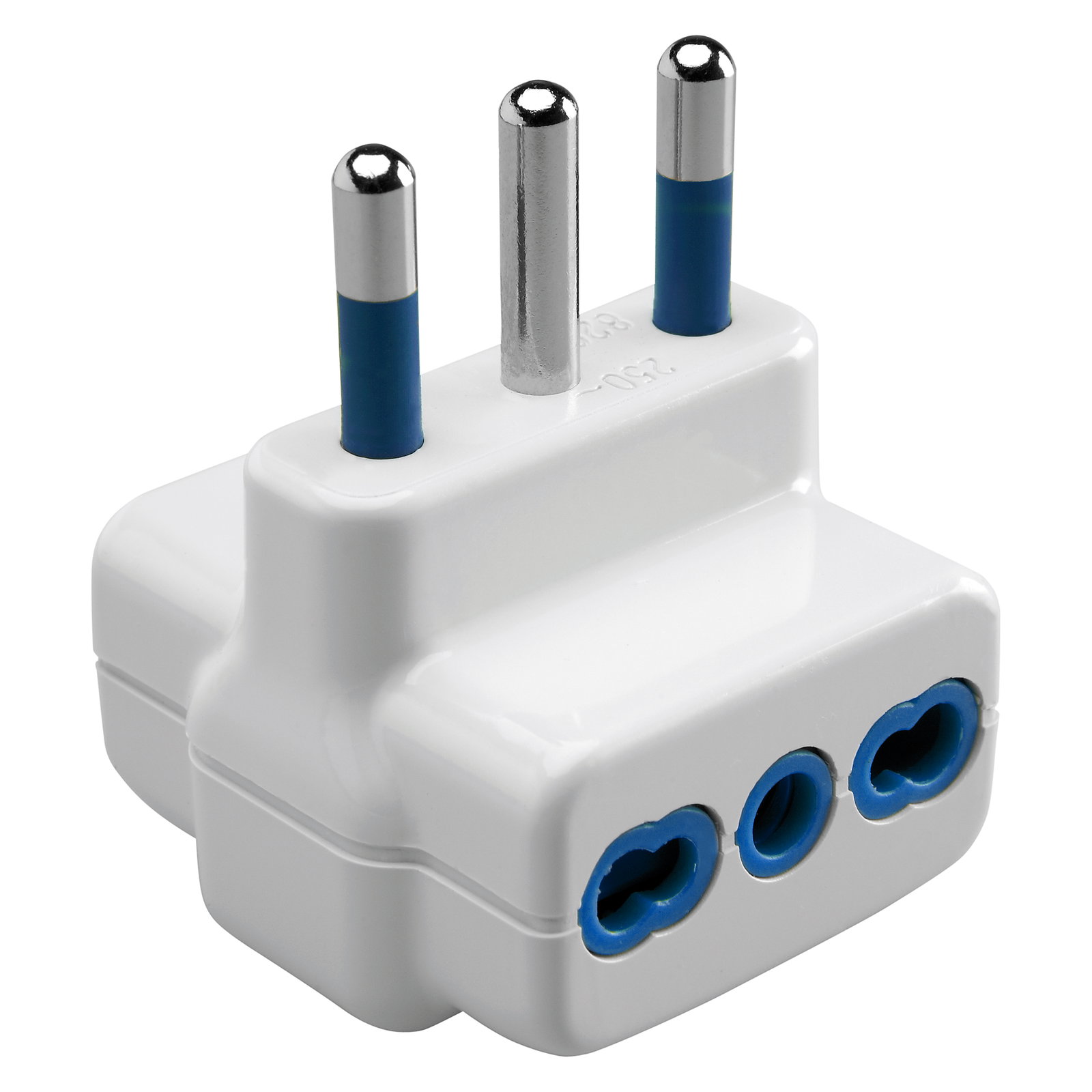 ADAPTADOR MÚLTIPLE - 2P+T 10A S17 - 3 SALIDAS NORMA ITALIANA 16A BIVALENTE - BLANCO