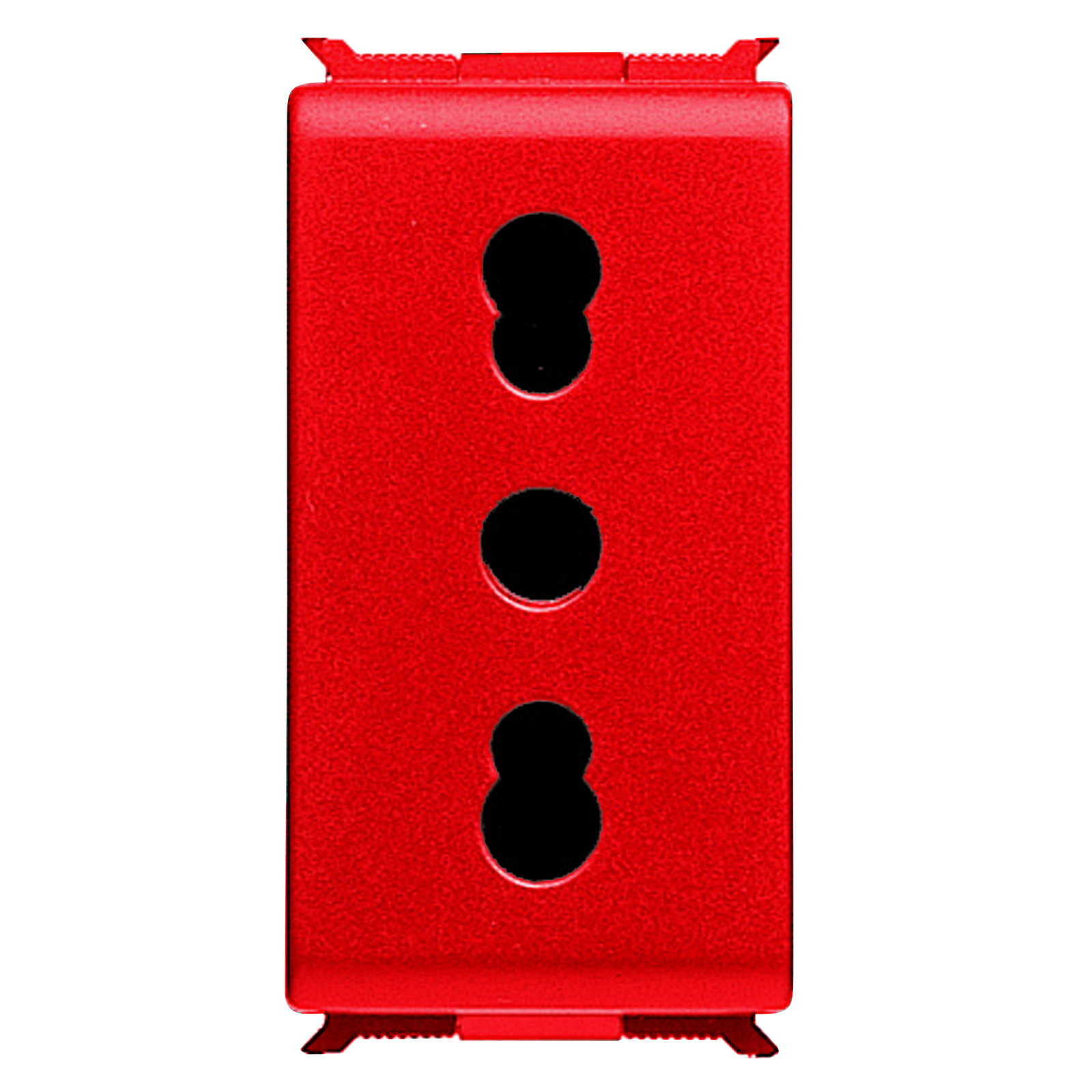 PRESA DOBLE-NORMA ITALIANA 250V ac -PARA LÍNEAS DEDICADAS - 2P+T 16A BIVALENTE-P17-P11 - 1 MÓDULO - ROJO - PLAYBUS