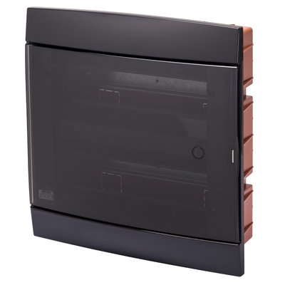 CENTRALITA DECORATIVA - MONTAJE EMPOTRADO - PREPARADA PARA ALOJAR REGLETAS - 330X338X28 - TITANIO BARNIZADO - 24+2 (12x2) MÓDULOS