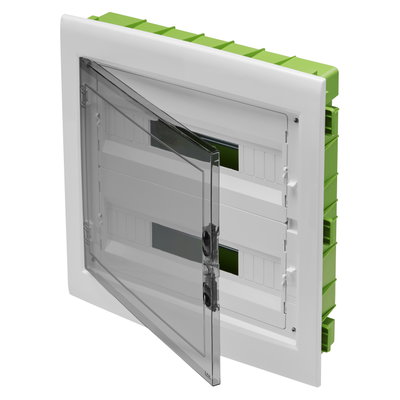 CUADRO DE DISTRIBUCIÓN - GREEN WALL - PARA PAREDES DE CARTÓN YESO - CON PUERTA FUMÉ Y BASTIDOR EXTRAÍBLE - 36 (18X2) MÓDULOS IP40