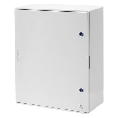 CUADRO EN POLÍESTER CON PUERTA CIEGA EQUIPADA CON CERRADURA - 585X800X300 - IP66 - GRIS RAL 7035