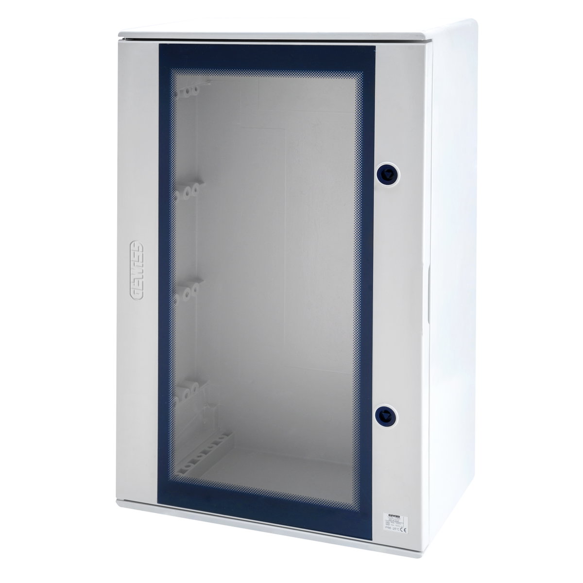 CUADRO EN POLÍESTER CON PUERTA TRASPARENTE EQUIPADA CON CERRADURA - 515X650X250 - IP66 - GRIS RAL 7035