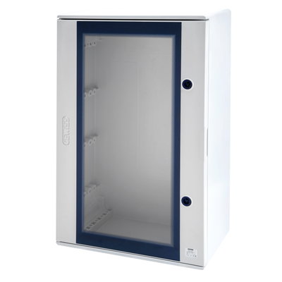 CUADRO EN POLÍESTER CON PUERTA TRASPARENTE EQUIPADA CON CERRADURA - 515X650X250 - IP66 - GRIS RAL 7035