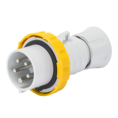 CLAVIJA MÓVIL RECTA HP - IP66/IP67/IP68/IP69 - 3P+N+T 32A 100-130V 50/60HZ - AMARILLO - 4H - CONEXIONADO DE TORNILLO