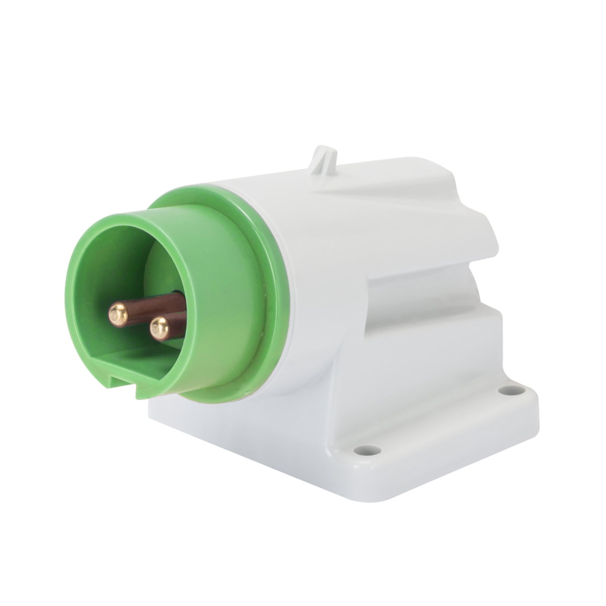 CLAVIJA FIJA DE PARED A 90° - IP44 - 3P 16A 20-25V e 40-50V 401-500HZ - VERDE - 11H - CONEXIONADO DE TORNILLO