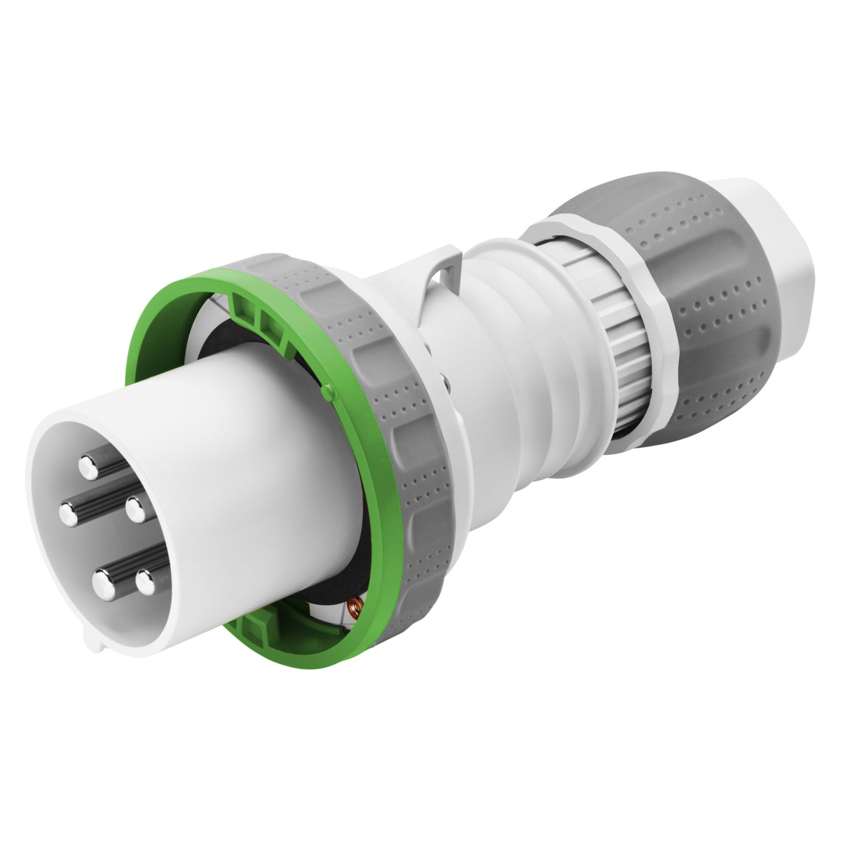 CLAVIJA MÓVIL RECTA HP - IP66/IP67/IP68/IP69 - 2P+T 63A MÁS QUE 50V 100-300HZ - VERDE - 10H - APRIETE INDIRECTO