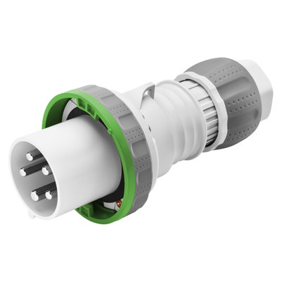 CLAVIJA MÓVIL RECTA HP - IP66/IP67/IP68/IP69 - 2P+T 63A MÁS QUE 50V 100-300HZ - VERDE - 10H - APRIETE INDIRECTO