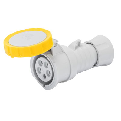 BASE MÓVIL RECTA HP - IP66/IP67/IP68/IP69 - 3P+T 16A 100-130V 50/60HZ - AMARILLO - 4H - CONEXIONADO RÁPIDO