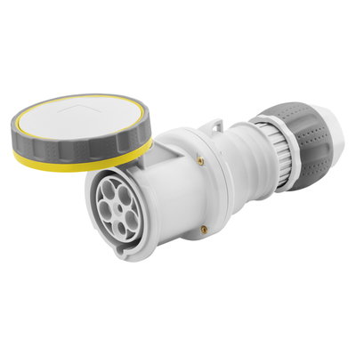 BASE MÓVIL RECTA HP - IP66/IP67/IP68/IP69 - 3P+T 125A 100-130V 50/60HZ - AMARILLO - 4H - APRIETE INDIRECTO