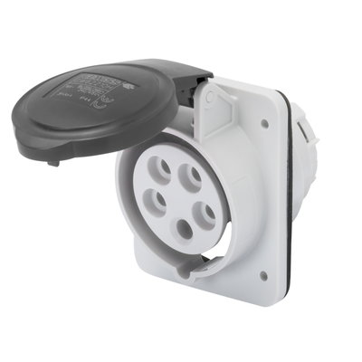 BASE FIJA DE EMPOTRAR A 10° HP - IP44/IP54 - 3P+T 16A 480-500V 50/60HZ - NEGRO - 7H - CONEXIONADO DE TORNILLO