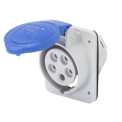 BASE FIJA DE EMPOTRAR A 10° HP - IP44/IP54 - 3P+N+T 32A 200-250V 50/60HZ - AZUL - 9H - CONEXIONADO DE TORNILLO