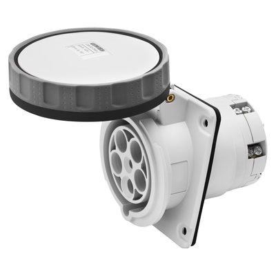 BASE FIJA DE EMPOTRAR A 10° HP - IP66/IP67 - 3P+N+T 125A 480-500V 50/60HZ - NEGRO - 7H - APRIETE INDIRECTO