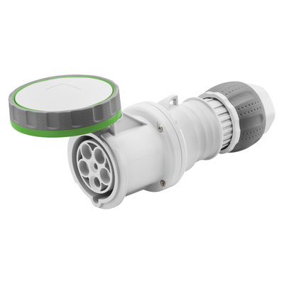 BASE MÓVIL RECTA HP - IP66/IP67/IP68/IP69 - 3P+T 125A MÁS QUE 50V 100-300HZ - VERDE - 10H - APRIETE INDIRECTO