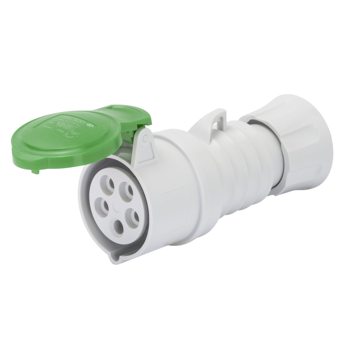BASE MÓVIL RECTA HP - IP44/IP54 - 3P+T 16A MÁS QUE 50V MÁS QUE 300-500HZ - VERDE - 2H - CONEXIONADO DE TORNILLO