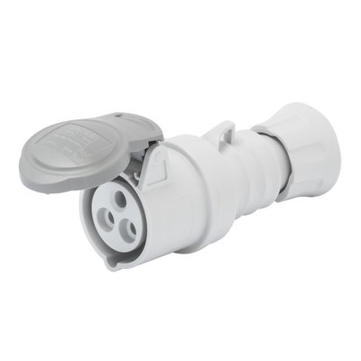 BASE MÓVIL RECTA HP - IP44/IP54 - 2P+T 16A MÁS QUE 50-250V c c - GRIS - 3H - CONEXIONADO DE TORNILLO