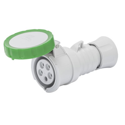 BASE MÓVIL RECTA HP - IP66/IP67/IP68/IP69 - 3P+T 32A MÁS QUE 50V MÁS QUE 300-500HZ - VERDE - 2H - CONEXIONADO DE TORNILLO