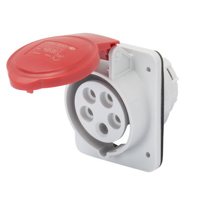 BASE FIJA DE EMPOTRAR A 10° HP - IP44/IP54 - 3P+T 16A 440-460V 60HZ - ROJO - 11H - CONEXIONADO DE TORNILLO