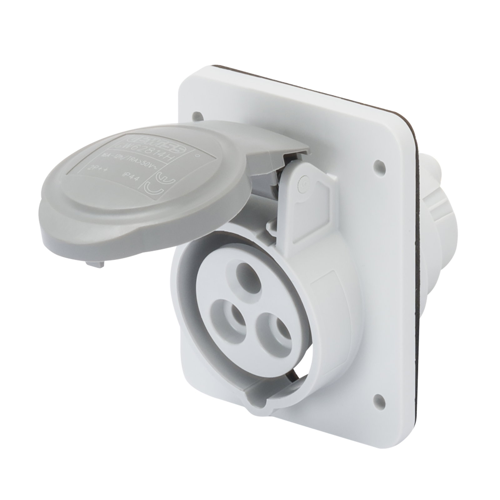 BASE FIJA DE EMPOTRAR A 10° HP - IP44/IP54 - 2P+T 16A TRANSFORMADOR 50/60HZ - GRIS - 12H - CONEXIONADO DE TORNILLO