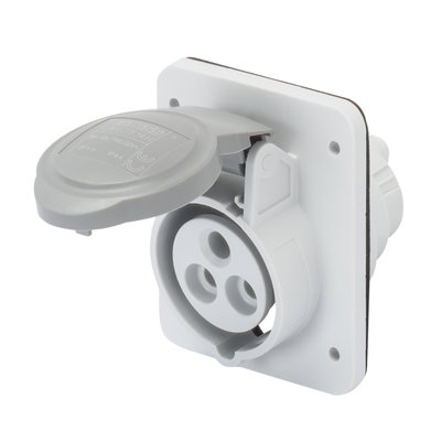 BASE FIJA DE EMPOTRAR A 10° HP - IP44/IP54 - 2P+T 16A TRANSFORMADOR 50/60HZ - GRIS - 12H - CONEXIONADO DE TORNILLO
