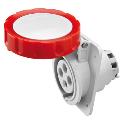 BASE FIJA DE EMPOTRAR A 10° HP - IP66/IP67 - 3P+T 16A 440-460V 60HZ - ROJO - 11H - CONEXIONADO DE TORNILLO