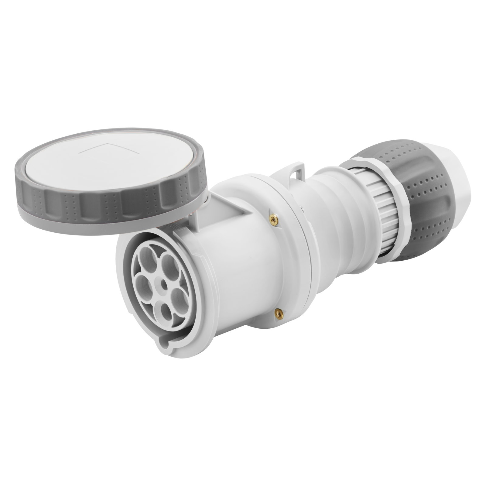 BASE MÓVIL RECTA HP - IP66/IP67/IP68/IP69 - 3P+N+T - 63A - MÁS QUE 250V - c c - GRIS - 8H - APRIETE INDIRECTO