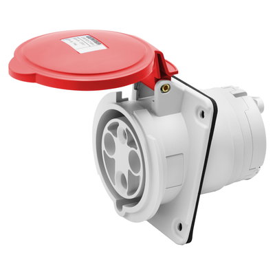 BASE FIJA DE EMPOTRAR A 10° HP - IP44/IP54 - 3P+N+T 63A 346-415V 50/60HZ - ROJO - 6H - APRIETE INDIRECTO
