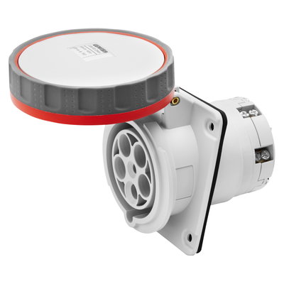 BASE FIJA DE EMPOTRAR A 10° HP - IP66/IP67 - 3P+N+T 63A 346-415V 50/60HZ - ROJO - 6H - CONTACTO PILOTO - APRIETE INDIRECTO