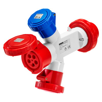 ADAPTADOR ESTANCO IP67 CON CLAVIJA 3P+N+T 32A 400V ca 50/60HZ - 1 BASE 2P+T 16A 230V ca + 1 3P+T 16A 400V ca + 1 3P+N+T 16A 400V ca