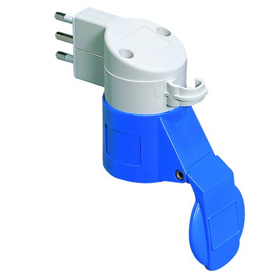 ADAPTADOR RESIDENCIAL/INDUSTRIAL IP44 - CLAVIJA 2P+T 16A 250V ac S17 50/60HZ - BASE 2P+T 16A 230V ac