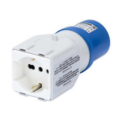 ADAPTADOR INDUSTRIAL/RESIDENCIAL IP44 - CLAVIJA 2P+T 16A 230V ac 50/60HZ - 1 BASE 2P+T 10/16A BIVALENTE (P30/P17)